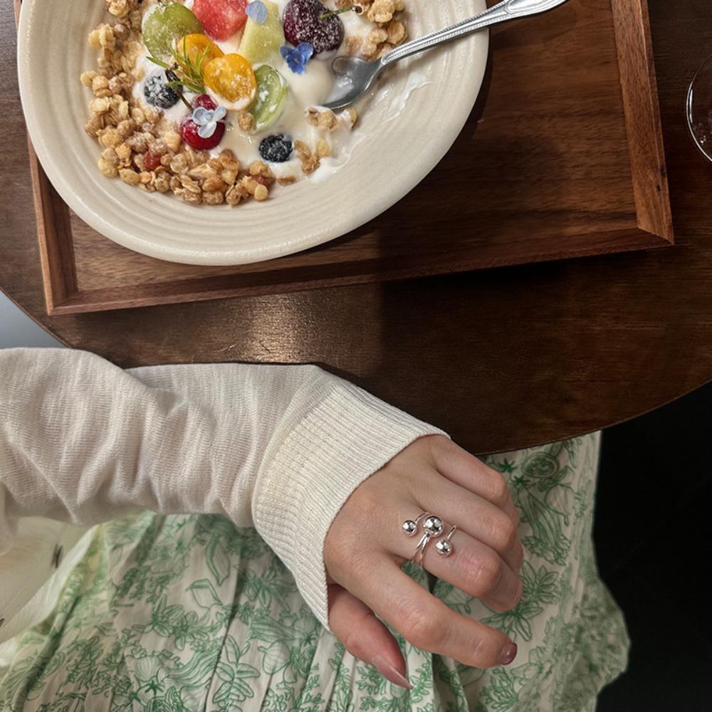 All-Match Irregular Planet Ring Ball Shape Finger Opening Ring Jewelry Gift Metal Ball Ring  Women