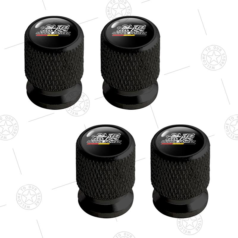 4pcs Mugen Power Typer Logo Car Wheel Tire Valve Caps Air Stem Aluminum Accessories For Honda Civic Fit Jazz Accord Inspire City ajw256