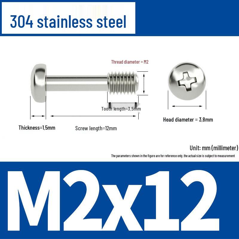 Yigu 304 Stainless Steel Phillips Round Head Captive Screws - M2/M3/M4 Half Thread Pan Head Machine Screws