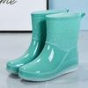 High Quality Turquoise Jelly Women's Anti-Slip Rain Boots | Summer PVC Ankle Boots with Cushioned EVA Insole & TPR Sole