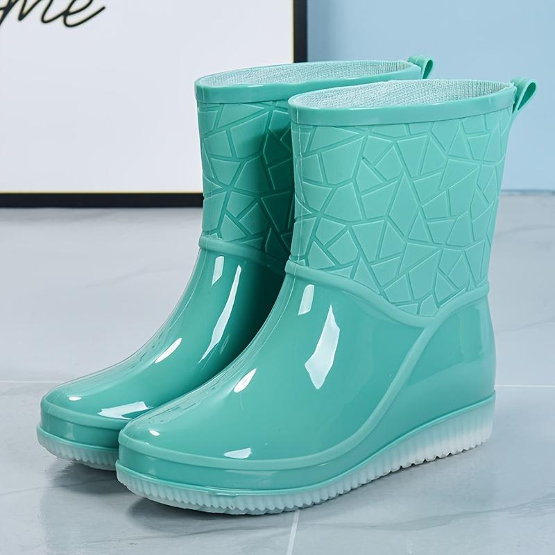 High Quality Turquoise Jelly Women's Anti-Slip Rain Boots | Summer PVC Ankle Boots with Cushioned EVA Insole & TPR Sole