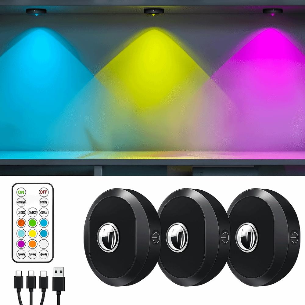 3 Pcs/set Remote Control RGB Mood Nightlight Color Changing USB Charging Light Birthday Party