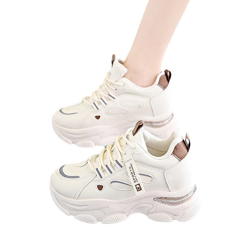 Женские ретро кроссовки на шнуровке Четыре сезона Новые удобные с увеличением Повседневные спортивные туфли Высокое качество Износостойкие тренировочные туфли