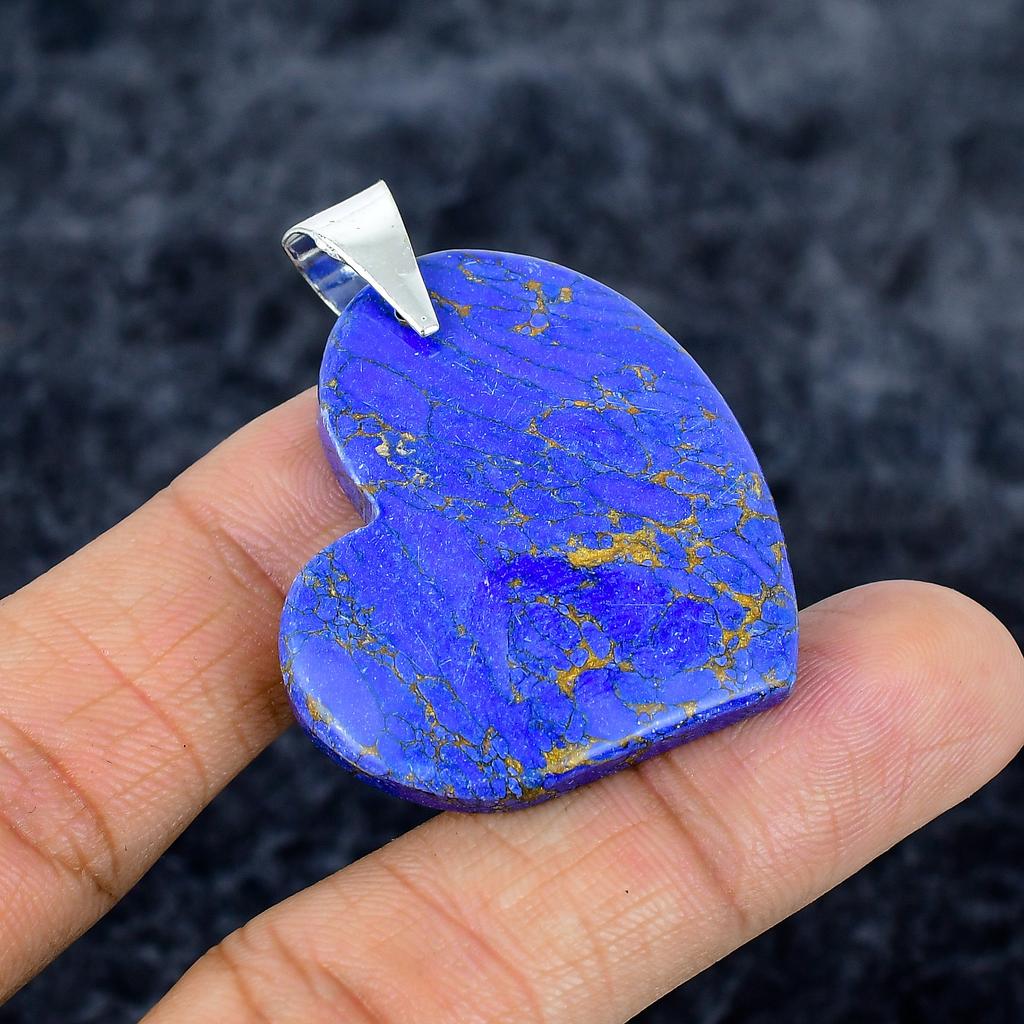Copper Purple Turquoise Gemstone 925 Sterling Silver Jewelry Pendant 1.77" M-3340
