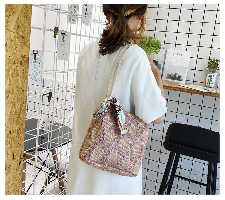 Женская соломенная сумка SCIONE с шелковым шарфом