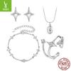 Комплект ювелирных изделий из стерлингового серебра 925 пробы: кольцо-звезда, серьги-пусеты, браслет 'Холодный ветер' с манго-звездой для женщин