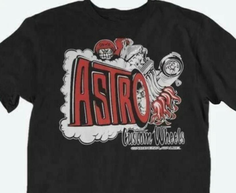 Мужская футболка ASTRO CUSTOM WHEELS 100% ХЛОПОК DRAG RACING NHRA Унисекс