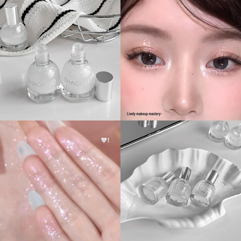 Жидкий хайлайтер SHAQINUO с шиммером: Тонкое мерцание страз для деликатного, объемного сияния лица. Подходит для ежедневного макияжа.