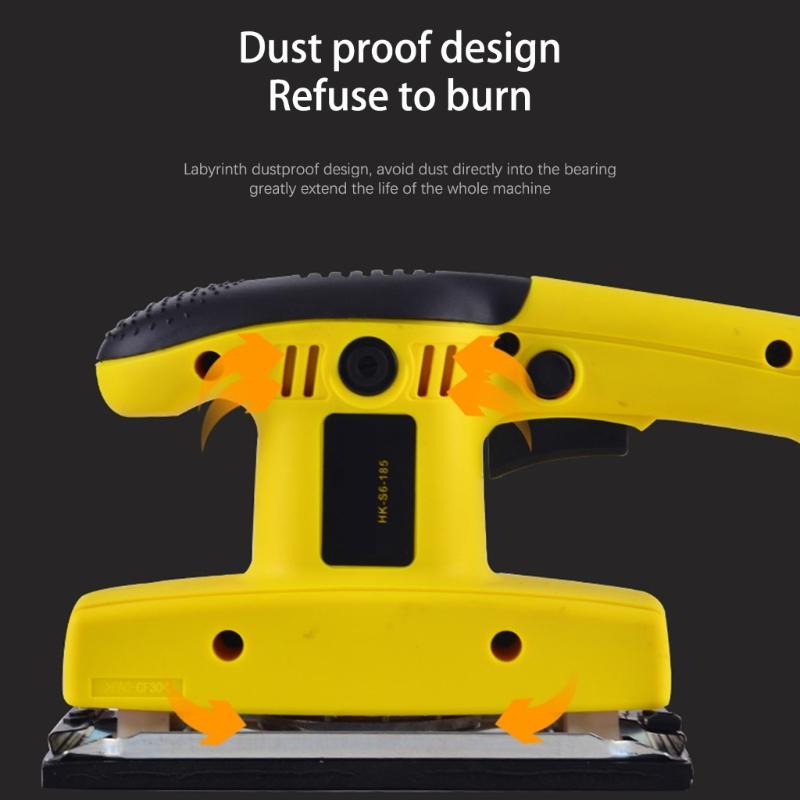 Electric Random Orbital Sander Rectangular Powerful Low Vibrations 11000RPM For Woodworking Polishing Carpentry