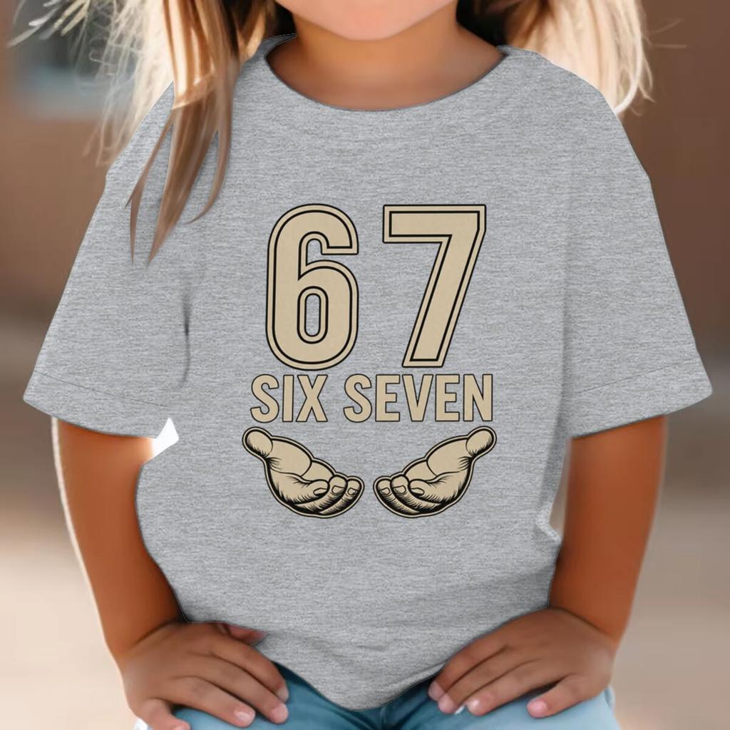 Childrens Six Seven Birthday Tshirt Vintage Hands 6 7 Print Soft Cotton Short Sleeve Shirt 7th Birthday Gift Boy Girl Clothes