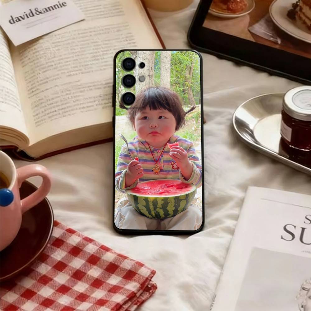Очаровательный чехол для телефона с изображением человеческого детеныша для Samsung S25, S24, S21, S22, S23, S30, Ultra, S20, Plus, Fe, Lite, Note, 10, Черный чехол