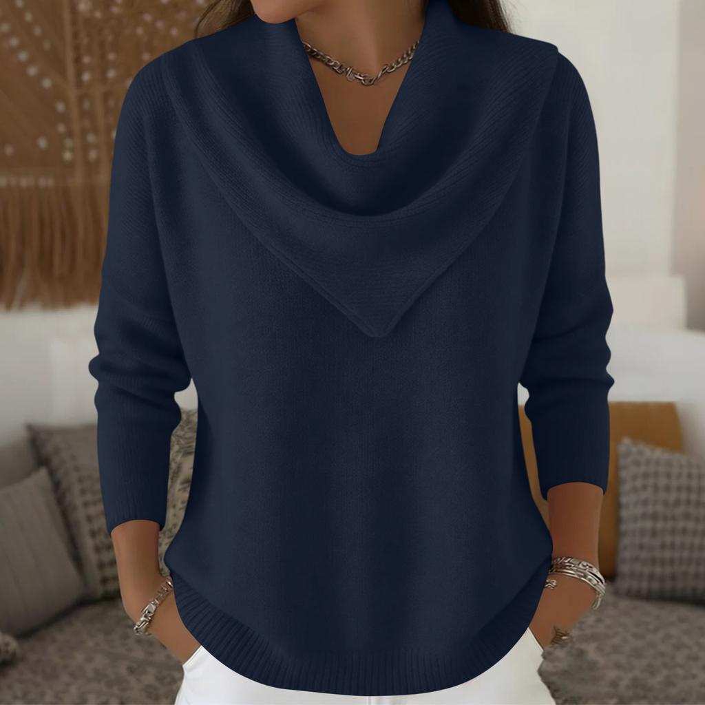 Женский модный однотонный пуловер с круглым вырезом и длинными рукавами, вязаный свитер-топ