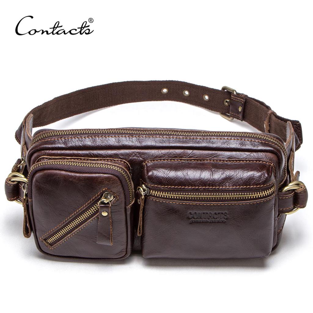 CONTACT'S мужская поясная сумка из натуральной кожи