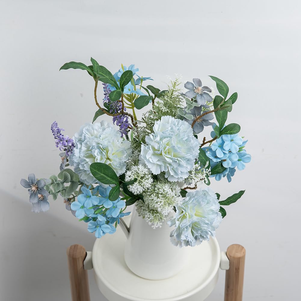 WillingYou Artificial Flowers Room Interior Bouquet Dried Flower Style Wedding Party After Party Photo Shoot Day Gift Natural Feeling Large Blue White