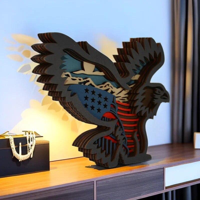 Креативная 3D деревянная резьба, ручная работа, многослойные полые украшения в виде животных, ремесла, домашний декор интерьера, статуи, украшения, подарок