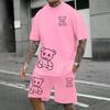 2025 Harajuku Fun Summer Men's T-shirt Casual Daily Couple Outdoor Street Suit Short Sleeve Shorts Two-piece Set