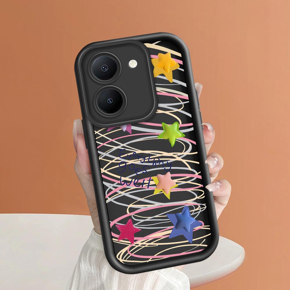 Мягкие силиконовые квадратные лестницы с мультяшным узором, полное покрытие, защита камеры, противоударный чехол для iPhone Infinix Tecno Vivo