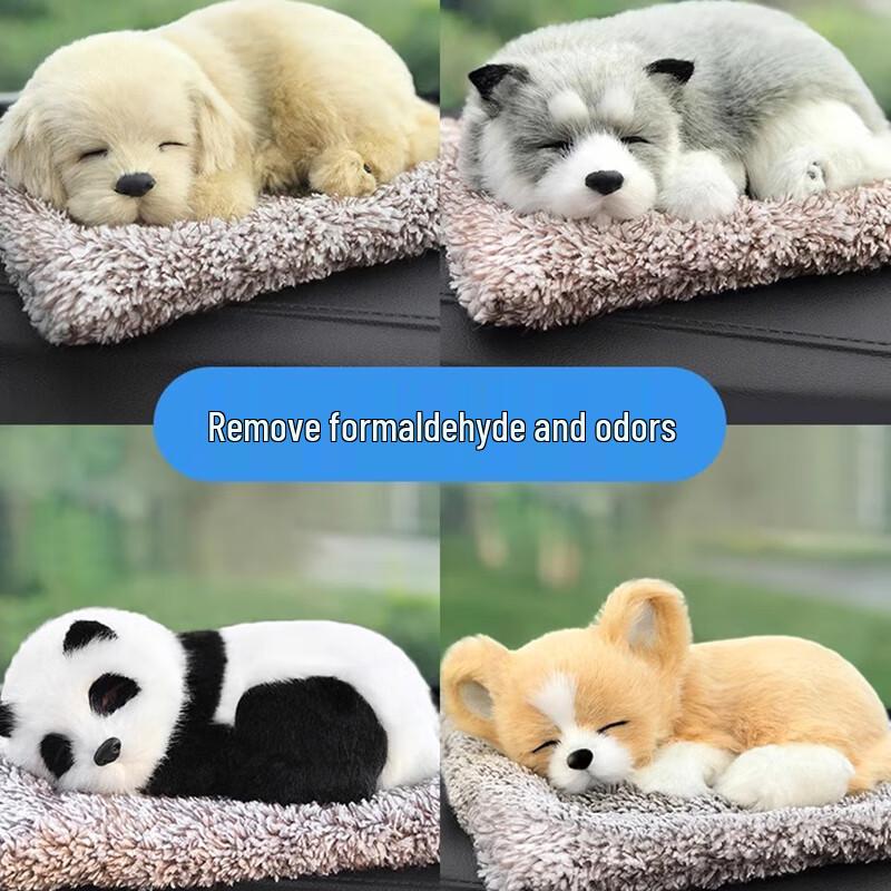 Leleidi Simulation Dog Car Dashboard Decoration with Charcoal Bag