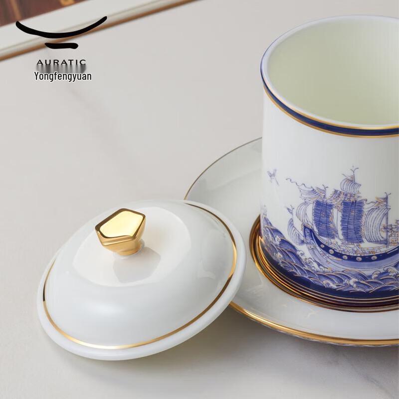 Yongfengyuan Mr. Porcelain 'Peace & Prosperity' Ceramic Lidded Mug Set