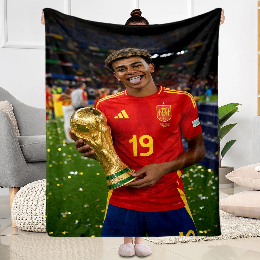 Yamal's Football Match Promotion Blanket Soft Warm Cozy Perfect for Bedding Seaside Picnics All-Season Use Stylish Decor Birthday Christmas Gif