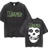 Washed Punk Graphic Fashion Casual Hardcore Skull T-Shirt Horror Men'S And Women'S T-Shirt Vintage Band Fit T