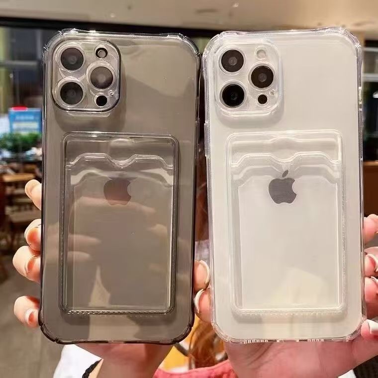 Кошелек-картхолдер Прозрачный Мягкий Чехол Для iphone 11 12 13 mini 14 15 16 Plus 17 Pro Max Air X XR Xs Max 16e 17e Силиконовый Чехол