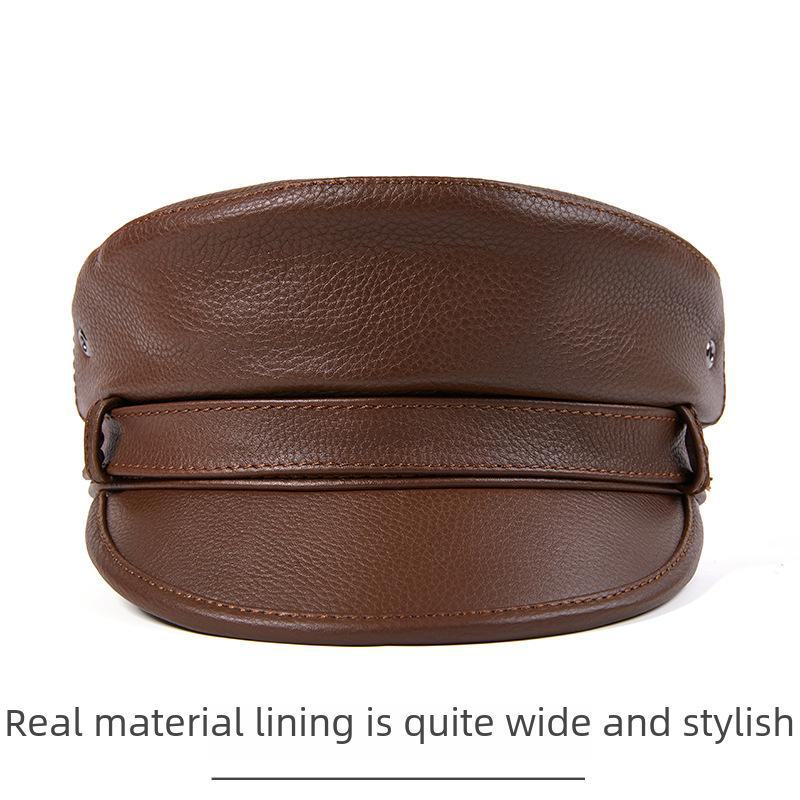 Унисекс натуральная кожа капитанская шляпа: Немецкий берет в стиле ретро-панк-мотоцикла Harley.