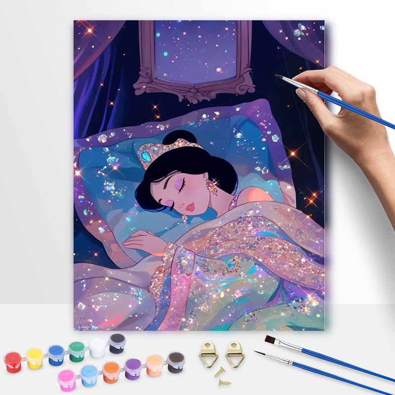 Disney Принцесса Жасмин DIY Масляная Живопись Арт Набор для Рисования Домашний Декор Стены Ручная Работа Подарок Для Взрослого Сверкающая Спящая Кровать Спальня Искусство