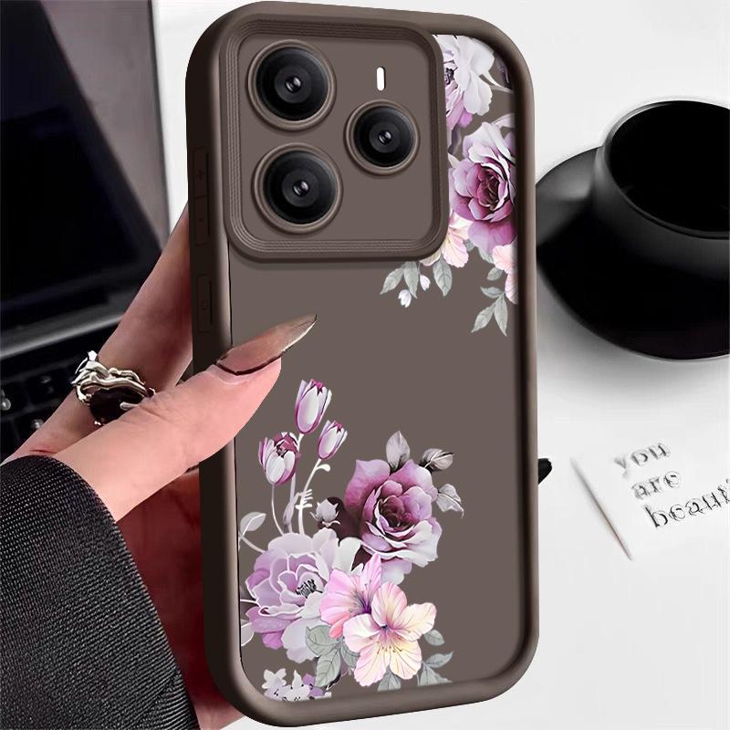 Простой цветочный узор мягкий чехол для телефона TPU для Xiaomi 14T Pro 13T Poco F6 X6 Pro M6 X5 Redmi Note 14 13 Pro 12 11 10 матовый противоударный бампер