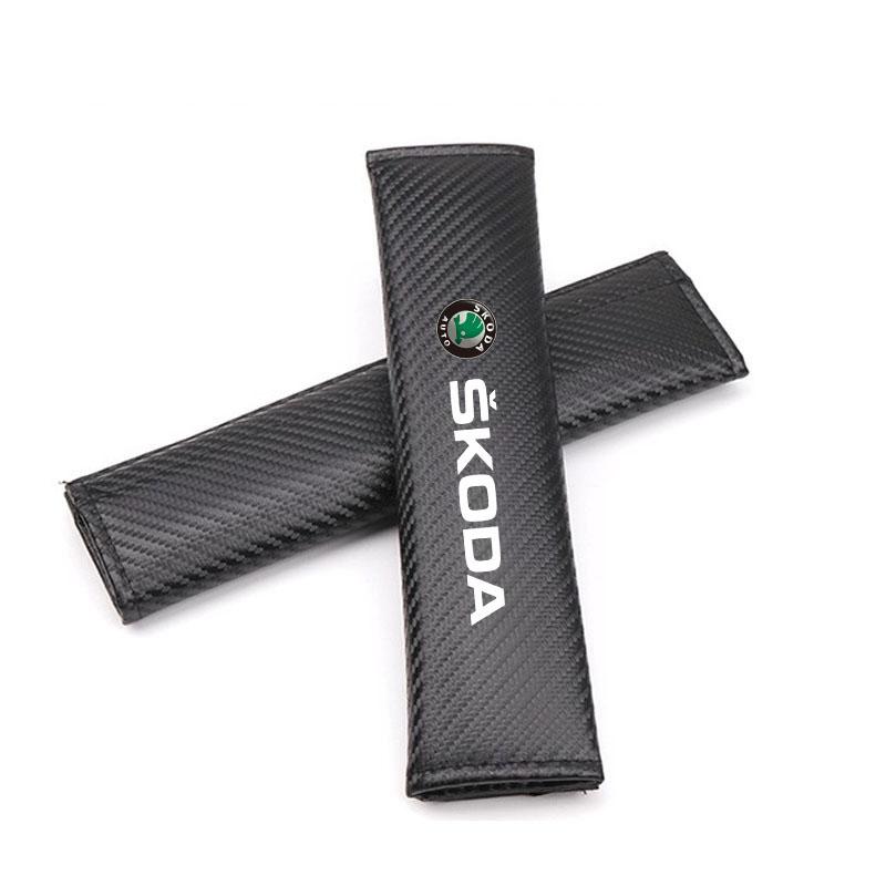ABC3 2Pcs Car Seat Belt Cover Shoulder Protector Cushion Pad for Skoda Octavia 2 3 Fabia Superb Rapid Kodiaq Karoq Auto Accessories