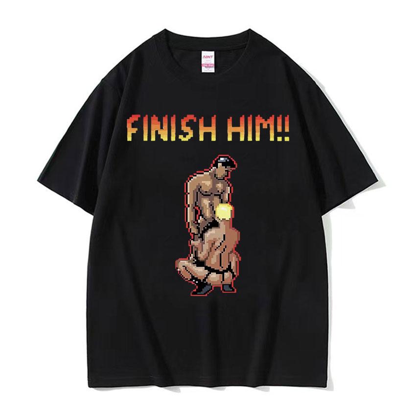 Модная футболка с принтом 'Finish Him Gayming 8bit Gay' для мужчин, готическая одежда, летняя футболка, унисекс, с круглым вырезом, хлопковая футболка, топы