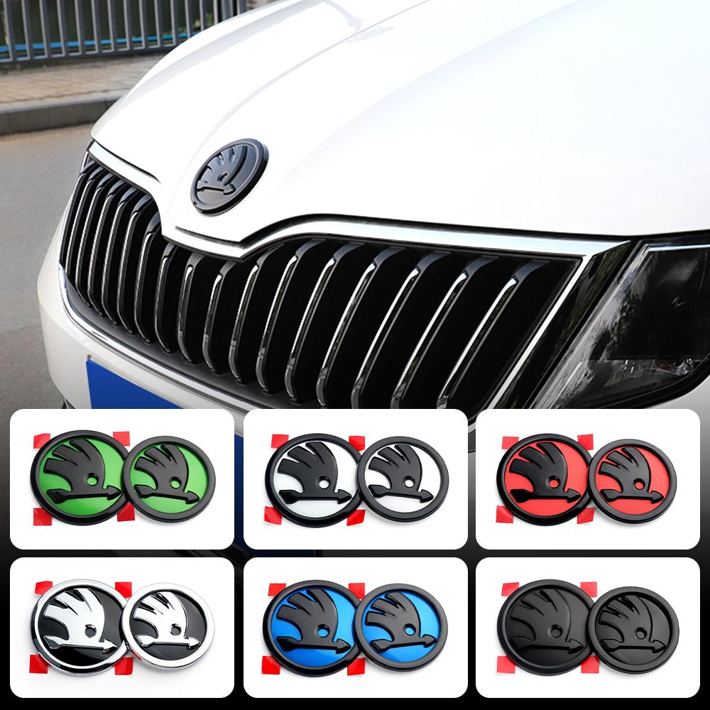 80/90/100MM Car Front Hood Badge Stickers Rear Trunk Accessories Replacement Decals For Skoda Kodiaq Octavia Fabia Karoq Enyaq 3 bzsd98