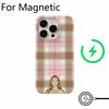 Роскошный Clmj Ретро Корейский Клетчатый Милый Чехол для Телефона для iPhone 17 16 15 14 13 12 11 Pro Max Plus Air Магнитный Двухслойный Чехол