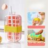 2 in 1 Ice Cube Mold Tray Bottle Cooler Cup with Straw Press-to-Release Silicone Tray for Freezer Ice Cube Bottle Cup for Summer