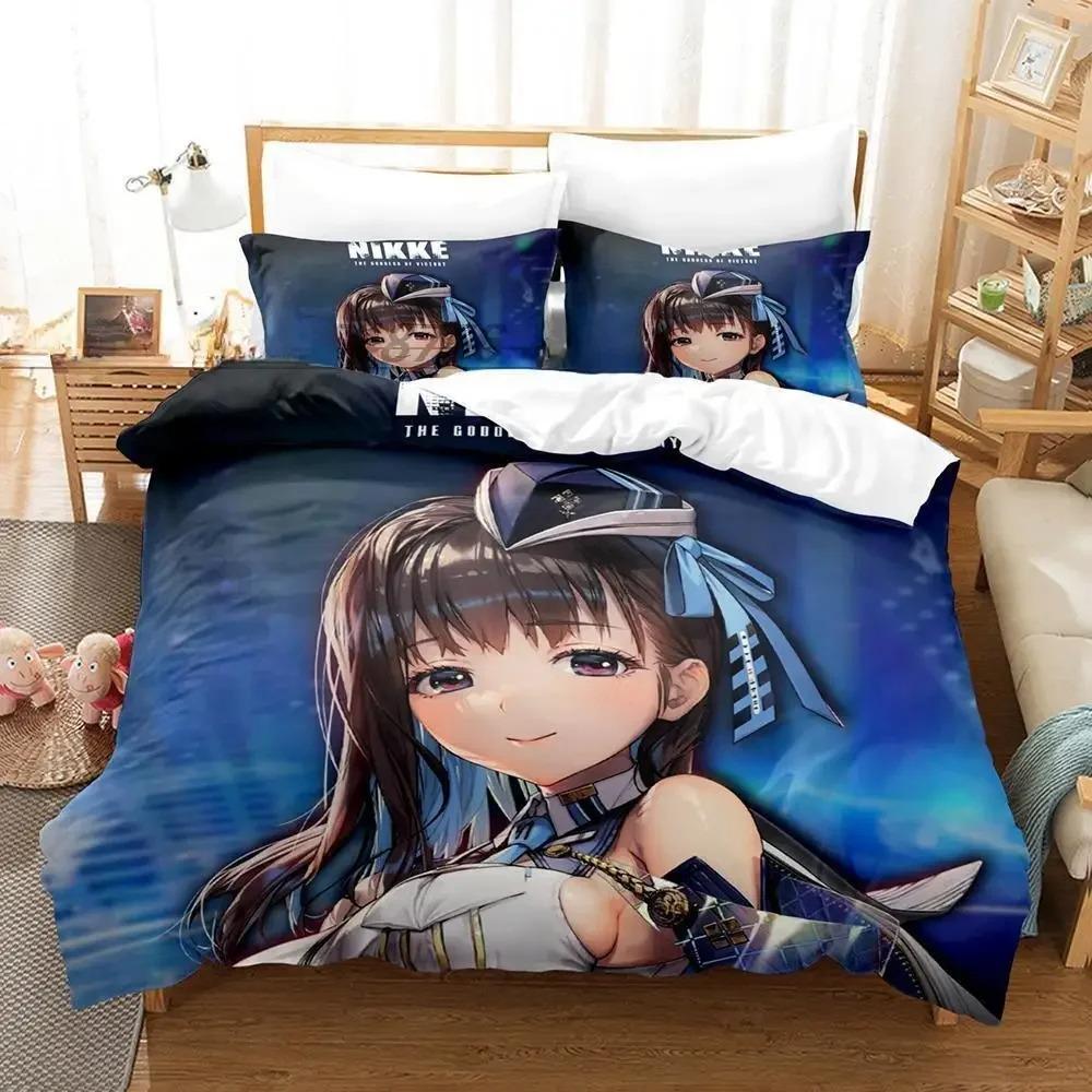 Комплект постельного белья NIKKE Односпальный Полуторный Двуспальный Кингсайз Комплект для кровати Взрослый Детский Спальня Комплекты пододеяльников 3D-принт Аниме комплект простыней