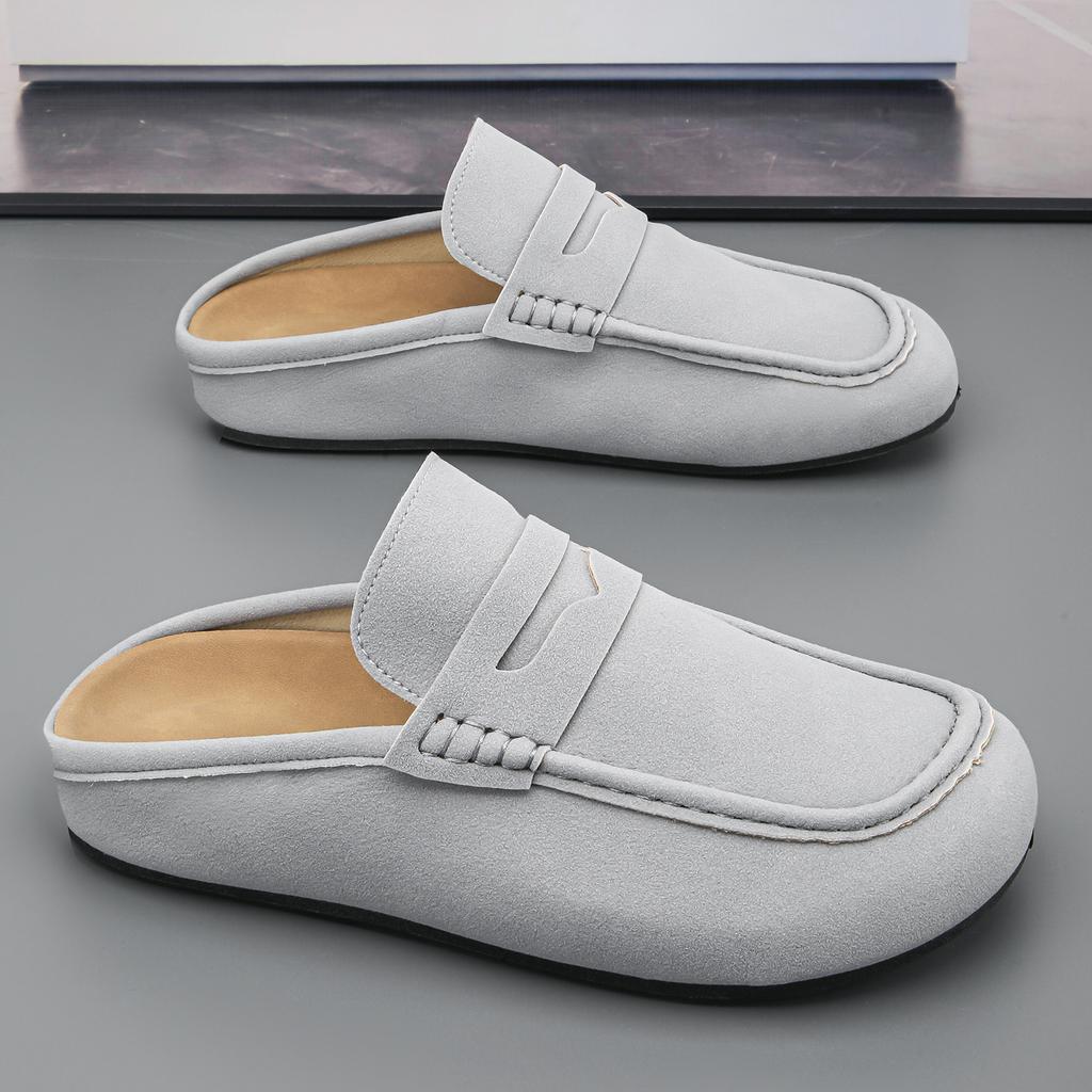 Men's Fashionable Soft Sole Slip In Half Slipper, Spring and Summer Fashionable Sole, Casual Sports Shoes, Suede Leather Surface