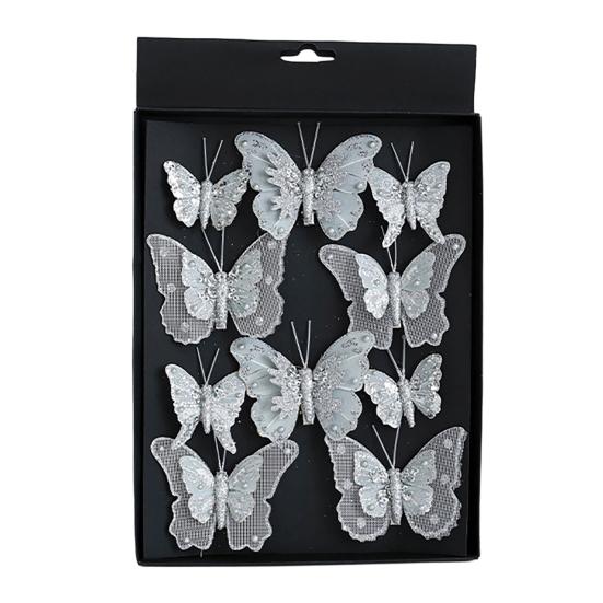 Christmas Butterfly Party Supplies 1 Set Glitter Ornament, Double Layer Sequins Multi Tree Decor Hanging for Tree, Festive Holiday Home Decoration DIY