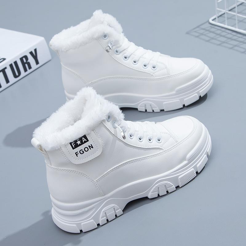 Модная женская зимняя обувь 2025 Новые плюшевые толстые зимние ботинки Женские кроссовки на толстой подошве Платформа Высокий верх Повседневные короткие ботильоны