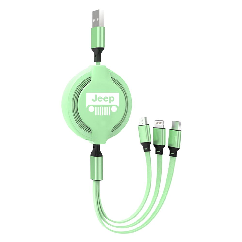 3 In 1 Fast Charger USB Data Cable Car Accessories For Jeep Grand Cherokee Wrangler JK Gladiator Compass Renegade Patriot Libert AKL1