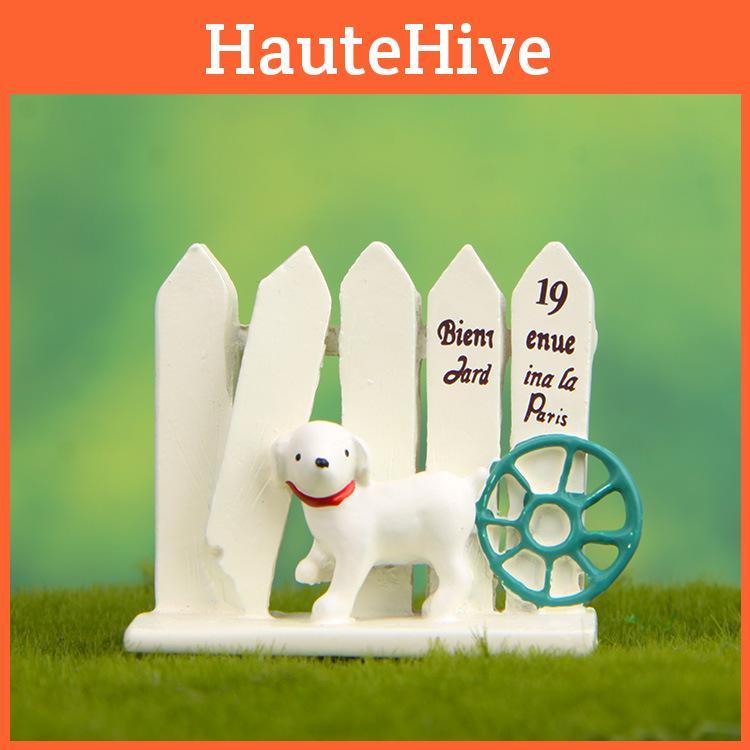 Resin Dog Fence Garden Accessory For Plant Arrangement And Corporate Gift Use