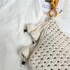 Summer Large Capacity Vacation Handbag Bohemian Hollow Out Tassel Beach Shoulder Bag Sweet Solid Straw Woven Tote Bag for Women