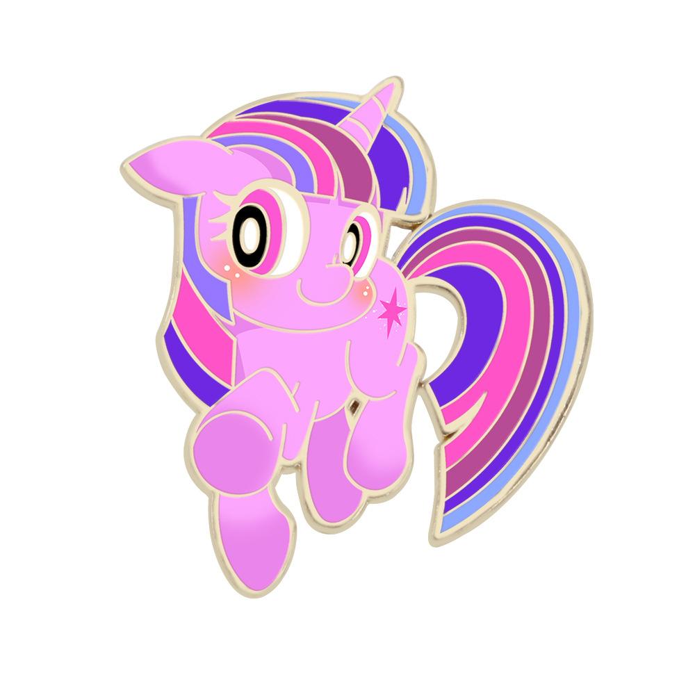 Милый мультяшный пони Поли Аниме значок кукла Радужный пони Редкая брошь из сплава Детский подарок на день рождения