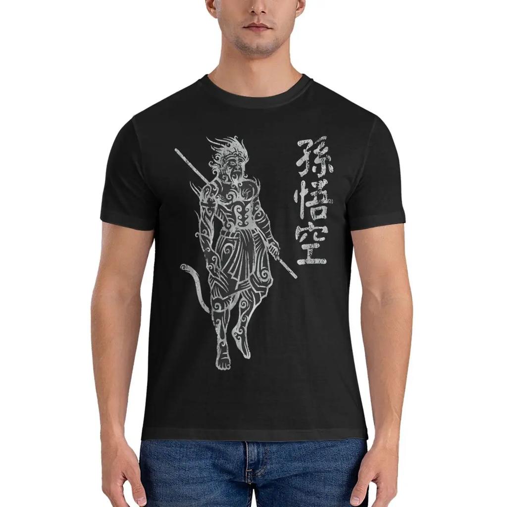 2024 Самая популярная мужская футболка для игры, черная футболка Myth WuKong Cool Tees, футболки с коротким рукавом и круглым вырезом, чистый хлопок, идея для подарка, одежда