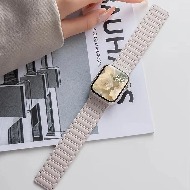 Силиконовый ремешок для Apple Watch 46 мм 42 мм 49 мм 45 мм 41 мм 44 мм 40 мм Магнитный ремешок для IWatch Ultra 2 Series 10 9 8 7 6 SE 5 4 3