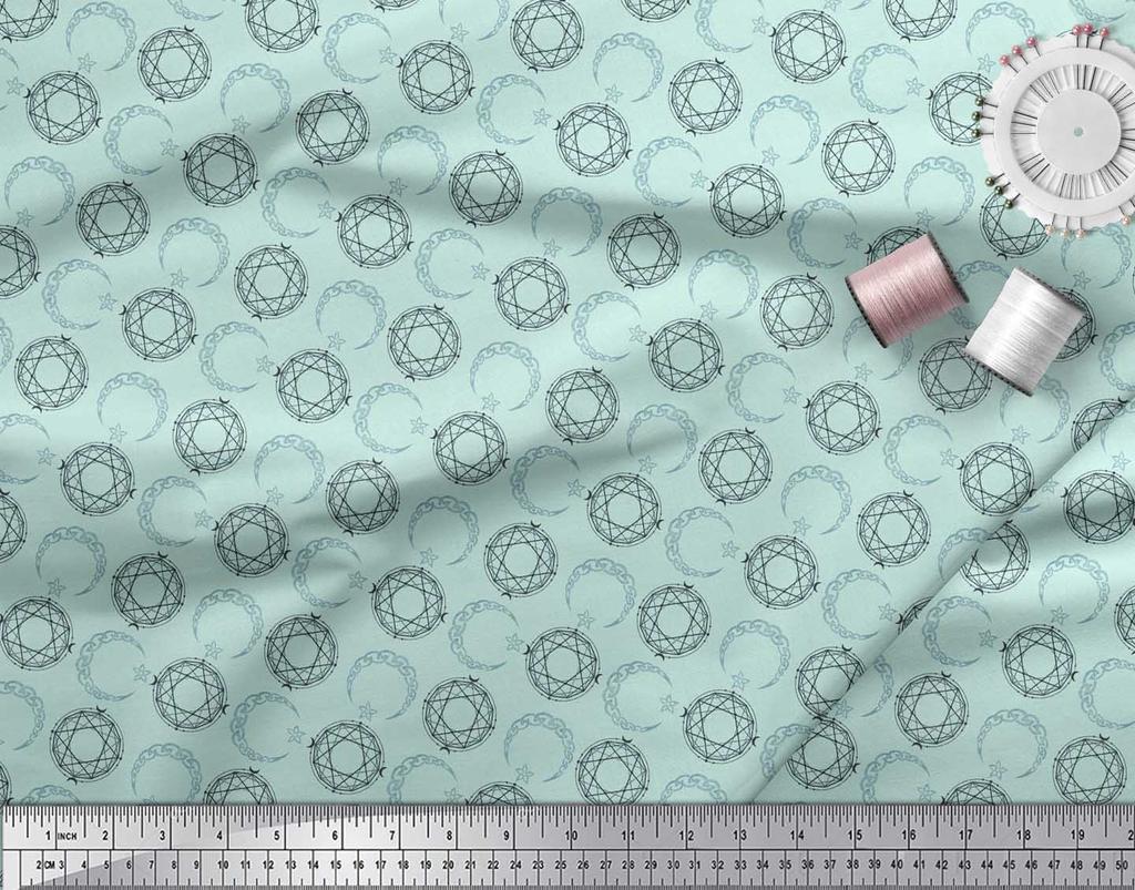 Soimoi Синяя поли креповая ткань Star Tetrahedron геометрический принт ткань для рукоделия по метрам 42 дюйма