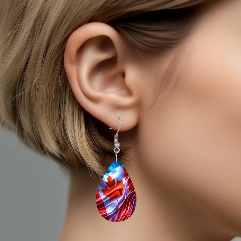 Серьги-пусеты с флагом Дня Канады, Модные серьги, Легкие серьги-подвески, Ювелирные изделия с кленовым листом Канады, Аксессуары для вечеринок
