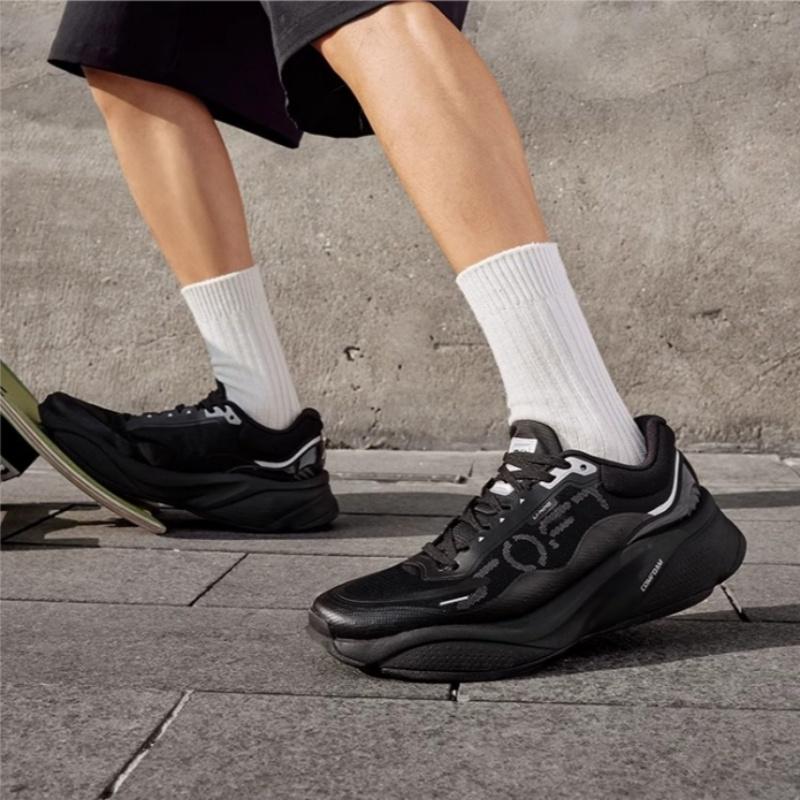 Li Ning Амортизирующие, износостойкие, низкие, повседневные туфли, женские, черные, AGLU010-1