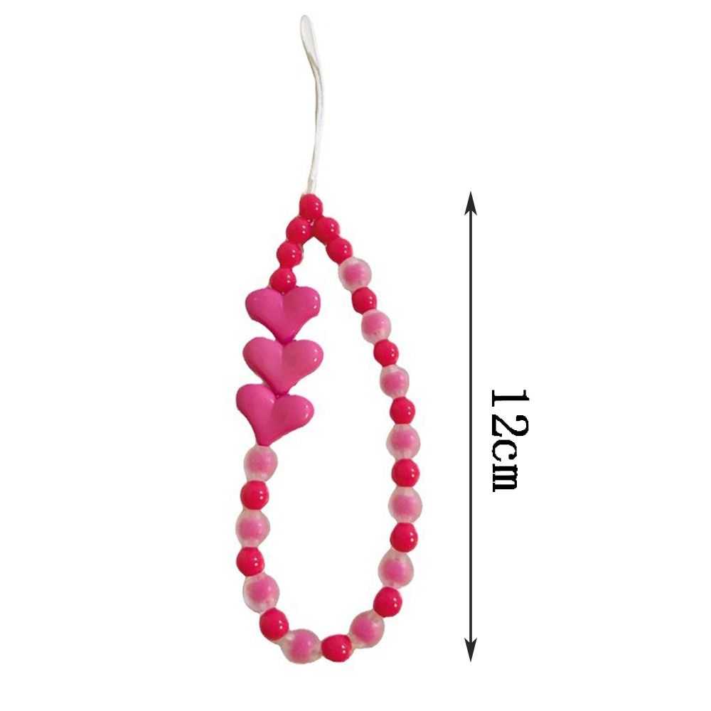 Rose Red Love Beads Phone Strap Anti-lost Phone Wrist Strap Cellphone Lanyard for Woman Girl