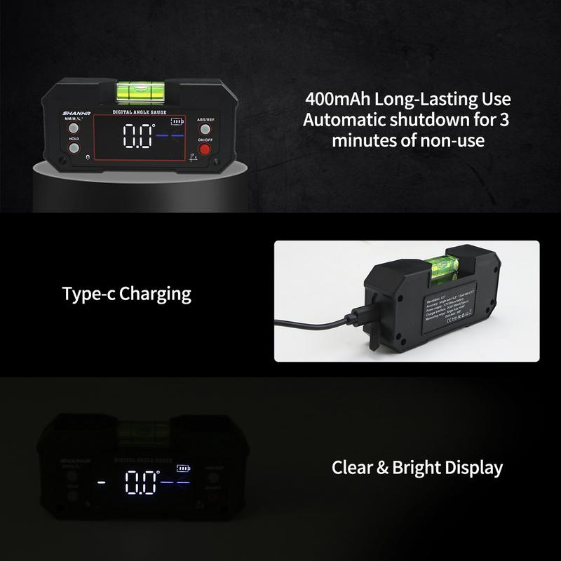 SHANHR Digital Angle Finder with Dual Axis,3-in-1 Digital Angle Gauge Inclinometer with Magnetic Base Dual-Axis Protractor