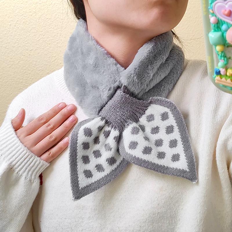 1PC Soft Shawl Outdoor Windproof Winter Warm Cold-proof Plush Scarves Super Soft Furry Scarf Faux Fur Polka Dot